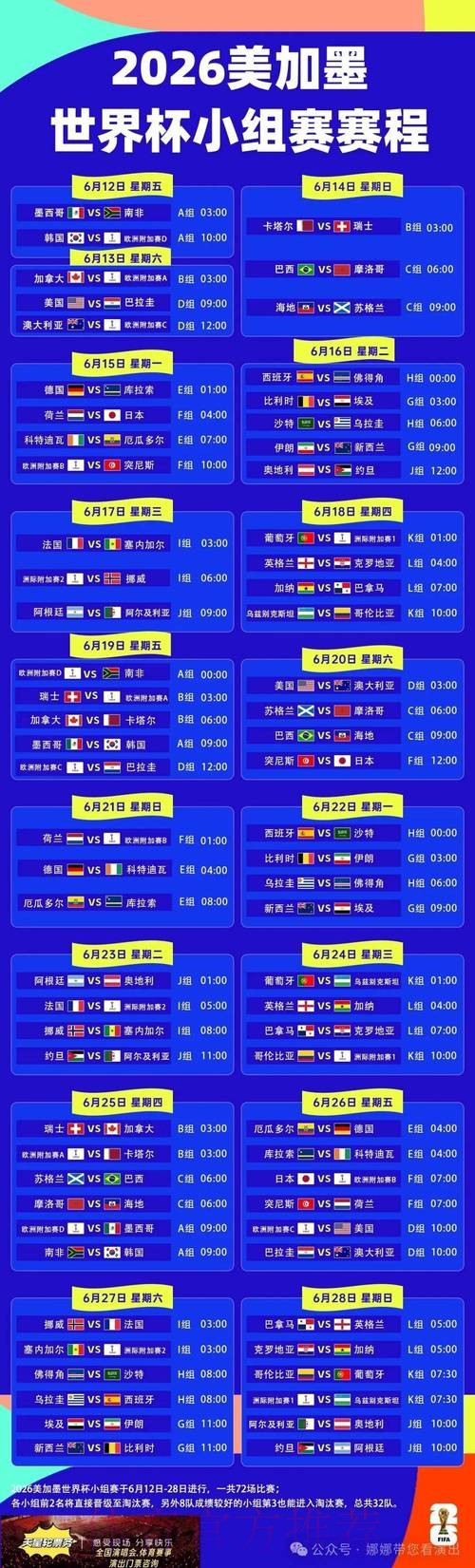 2026世界杯小组赛赛程中国时间观看指南在哪里看